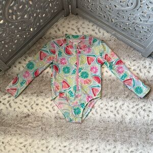 Tommy Bahama long sleeve rashguard girls 2T tropical fruit  print beach summer